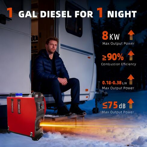 8KW Diesel Heater, 5L 12V Portable Diesel Air Heater All-in-one Parking Heater with APP Control, Fast Heating Low Noise, Portable Diesel Heater for Truck Van RV Trailer Camper in Saudi Arabia