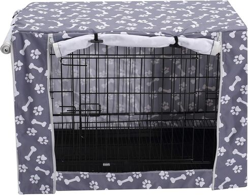 Dog Crate Cover Kennel Dogs Covers fits Small Medium Large crates cage Heavy Nylon Waterproof soundproof Indoor Outdoor - Cover only - Grey - 24 inch in Saudi Arabia