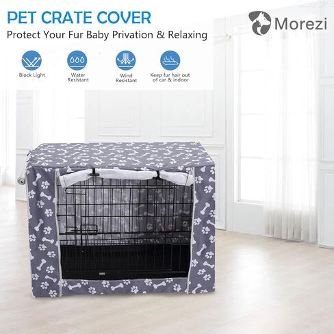 Dog Crate Cover Kennel Dogs Covers fits Small Medium Large crates cage Heavy Nylon Waterproof soundproof Indoor Outdoor - Cover only - Grey - 24 inch in Saudi Arabia