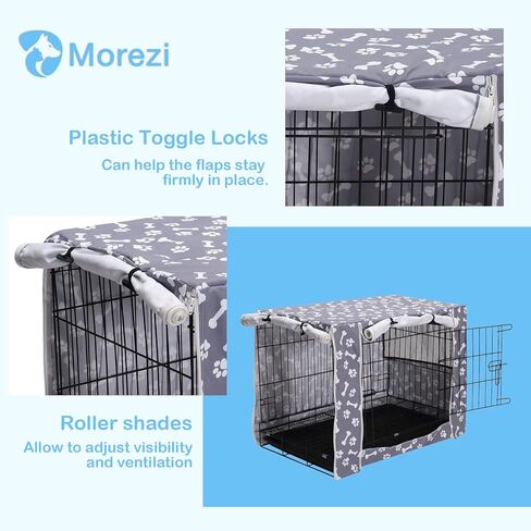 Dog Crate Cover Kennel Dogs Covers fits Small Medium Large crates cage Heavy Nylon Waterproof soundproof Indoor Outdoor - Cover only - Grey - 24 inch in Saudi Arabia