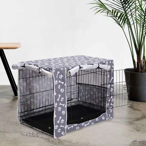 Dog Crate Cover Kennel Dogs Covers fits Small Medium Large crates cage Heavy Nylon Waterproof soundproof Indoor Outdoor - Cover only - Grey - 24 inch in Saudi Arabia