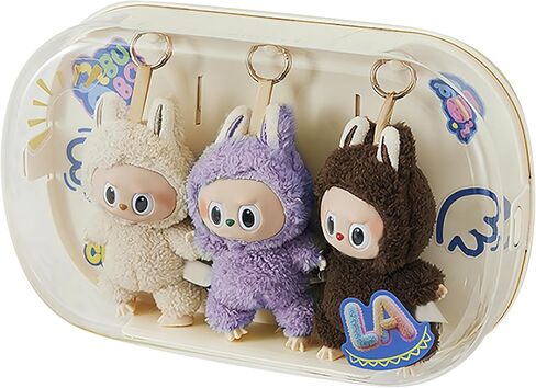 Figure Display Case Compatible with 6.7 Inch Labubu Plush Doll, Wall Display Case for Doll, Clear Display Box with 3 Hooks, Easy to Open Detachable Crystal PET Cover in Saudi Arabia