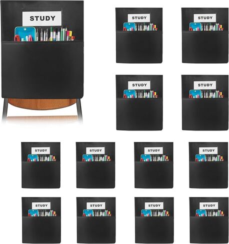 24 PCS Chair Pockets for Classrooms,19.5"x16.5" Seat Sacks for Classroom Chairs K-2, Classroom Student Chair Pockets for Kindergarten, Classroom,School, and Home Seating Storage，Black. in Saudi Arabia