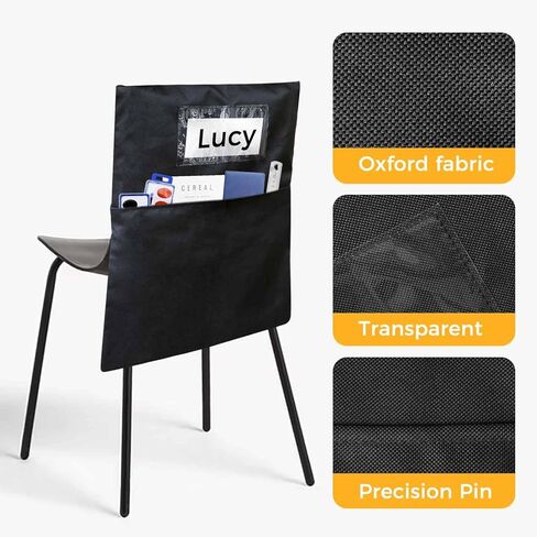 24 PCS Chair Pockets for Classrooms,19.5"x16.5" Seat Sacks for Classroom Chairs K-2, Classroom Student Chair Pockets for Kindergarten, Classroom,School, and Home Seating Storage，Black. in Saudi Arabia