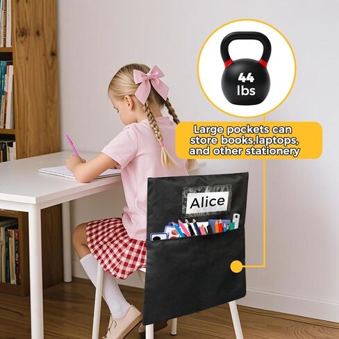 24 PCS Chair Pockets for Classrooms,19.5"x16.5" Seat Sacks for Classroom Chairs K-2, Classroom Student Chair Pockets for Kindergarten, Classroom,School, and Home Seating Storage，Black. in Saudi Arabia