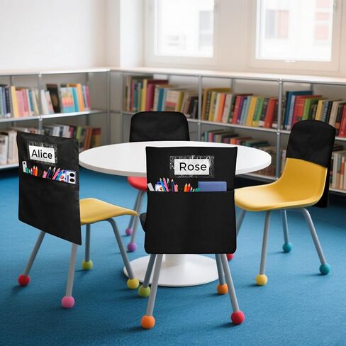 24 PCS Chair Pockets for Classrooms,19.5"x16.5" Seat Sacks for Classroom Chairs K-2, Classroom Student Chair Pockets for Kindergarten, Classroom,School, and Home Seating Storage，Black. in Saudi Arabia