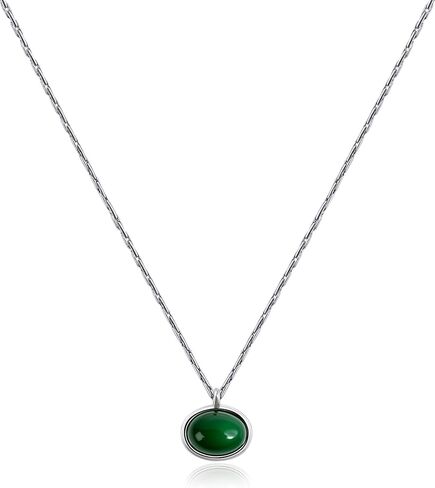 925 Sterling Sliver Jade Necklace Light Green Jade Pendant Necklace for Women Beautiful Small Jade Jewelry for Gift in Kuwait