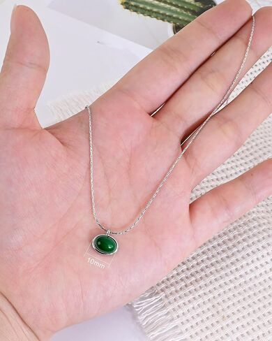 925 Sterling Sliver Jade Necklace Light Green Jade Pendant Necklace for Women Beautiful Small Jade Jewelry for Gift in Kuwait