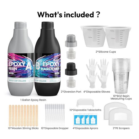 راتنجات الايبوكسي، راتنجات 32oz مجموعة راتنجات الايبوكسي لقالب صب المجوهرات وصناعة طلاء الخشب، صناعة يدوية، كريستال شفاف، عالي اللمعان غير اصفرار بدون فقاعات in Kuwait