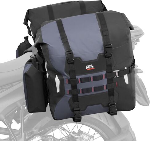 KEMIMOTO PVC Waterproof Motorcycle Saddlebags with Bottle Holders 52L(26Lx2) Adventure Sport Bike Luggage Bag Saddle Bags Side Bags for Motorbike Travel Detachable Motorcycle Bag in Saudi Arabia