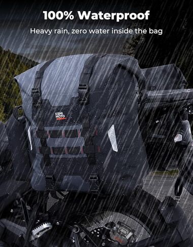 KEMIMOTO PVC Waterproof Motorcycle Saddlebags with Bottle Holders 52L(26Lx2) Adventure Sport Bike Luggage Bag Saddle Bags Side Bags for Motorbike Travel Detachable Motorcycle Bag in Saudi Arabia
