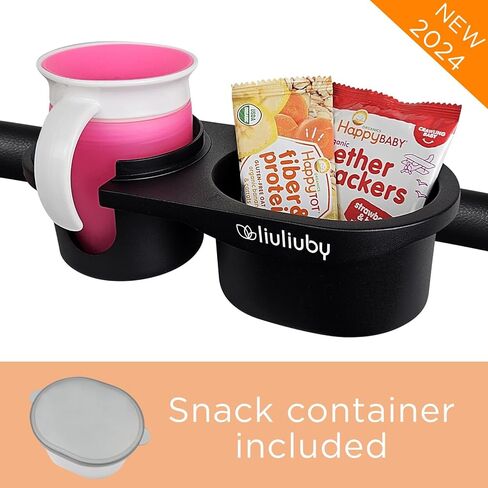 liuliuby Stroller Snack Tray - Universal Stroller Cup Holder and Snack Bowl for Baby & Toddler - Angle Adjustable Snack and Drink Organizer for Belly Bar, Stroller Frames - Comes with Snack Container in Kuwait