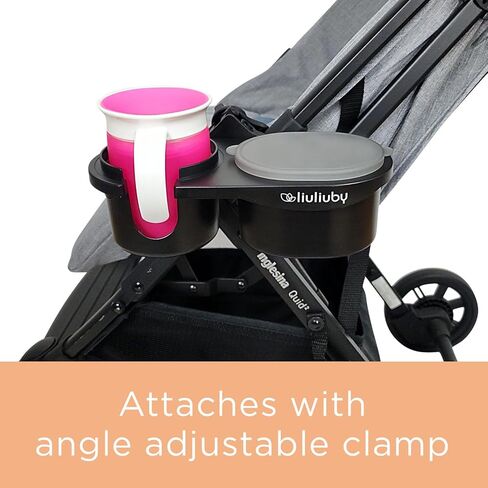 liuliuby Stroller Snack Tray - Universal Stroller Cup Holder and Snack Bowl for Baby & Toddler - Angle Adjustable Snack and Drink Organizer for Belly Bar, Stroller Frames - Comes with Snack Container in Kuwait