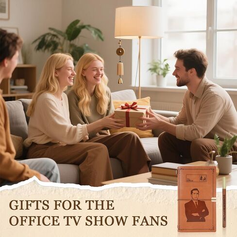 مفكرة يومية جلدية مع قلم من The Office Gifts، بضاعة مكتبية لمحبي البرامج التلفزيونية، بني، 5 × 7.5 بوصة in Kuwait