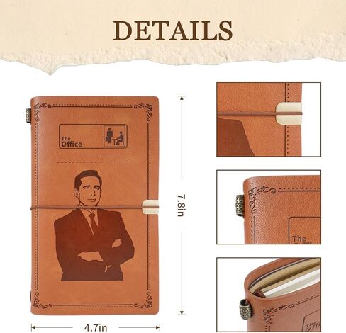 مفكرة يومية جلدية مع قلم من The Office Gifts، بضاعة مكتبية لمحبي البرامج التلفزيونية، بني، 5 × 7.5 بوصة in Kuwait