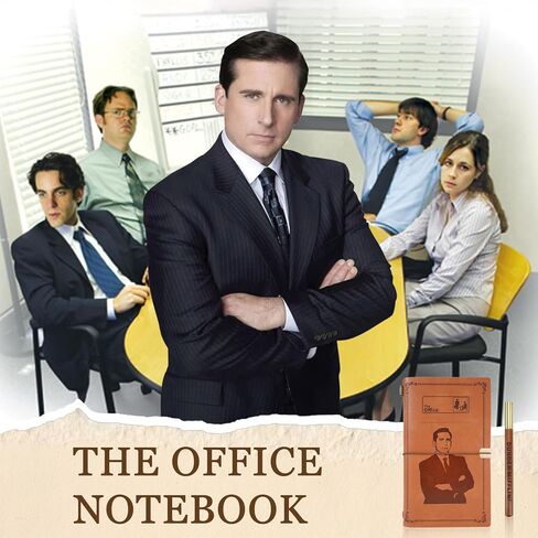 مفكرة يومية جلدية مع قلم من The Office Gifts، بضاعة مكتبية لمحبي البرامج التلفزيونية، بني، 5 × 7.5 بوصة in Kuwait