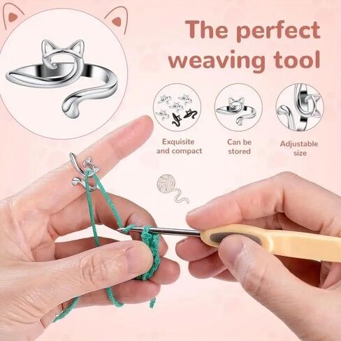 2pcs Adjustable Knitting Crochet Loop Ring Knittied Yarn Guide Finger Faster Holder Thimble Crocheters Thread Ring Sewing Tools in Saudi Arabia