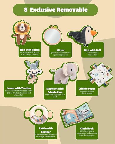 TINITIGIES Tummy Time Mirror for Babies - High Contrast Book with Large Stimulating Baby Safe Mirror & Silicone Teether & Crinkle Pages - Perfect Tummy Time Toys for Babies 0 3 6 9 Months in Saudi Arabia