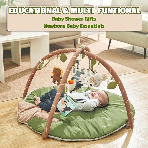 TINITIGIES Tummy Time Mirror for Babies - High Contrast Book with Large Stimulating Baby Safe Mirror & Silicone Teether & Crinkle Pages - Perfect Tummy Time Toys for Babies 0 3 6 9 Months in Saudi Arabia