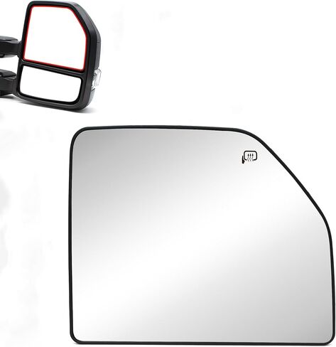 استبدال زجاج المرآة العلوية الساخنة للركاب من BOOLEE مناسب لـ 2015-2020 Ford F150 2017-2020 F250 F350 F450 F550 Super Duty Towing Mirror زجاج مسطح مع لوحة بلاستيكية خلفية RH in Kuwait