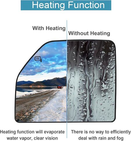 BOOLEE Passenger Right Side Heated Upper Mirror Glass Replacement fit for 2015-2020 Ford F150 2017-2020 F250 F350 F450 F550 Super Duty Towing Mirror Flat Glass with Back Plastic Plate RH in Kuwait