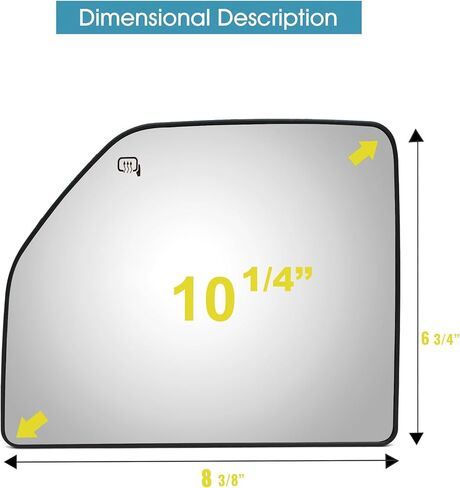 BOOLEE Passenger Right Side Heated Upper Mirror Glass Replacement fit for 2015-2020 Ford F150 2017-2020 F250 F350 F450 F550 Super Duty Towing Mirror Flat Glass with Back Plastic Plate RH in Kuwait