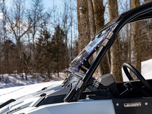 SuperATV Scratch Resistant 3-in-1 Flip Windshield for 2021+ Polaris RZR Trail 900, S 900, S 1000, Open, Vented Or Fully Closed, 1/4" Polycarbonate 250x Stronger than Glass, USA Made in Saudi Arabia