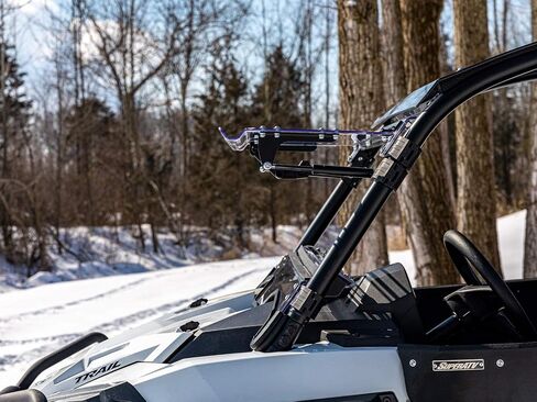 SuperATV Scratch Resistant 3-in-1 Flip Windshield for 2021+ Polaris RZR Trail 900, S 900, S 1000, Open, Vented Or Fully Closed, 1/4" Polycarbonate 250x Stronger than Glass, USA Made in Saudi Arabia