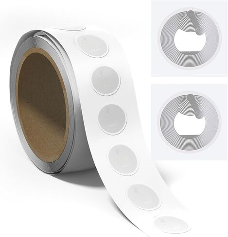 ملصقات NFC Tag213 علامات 25 مم ملصق دائري أبيض فارغ قابل للكتابة والبرمجة، ذاكرة 144 بايت، متوافق مع الأجهزة التي تدعم NFC (25 قطعة، مستديرة) in Kuwait