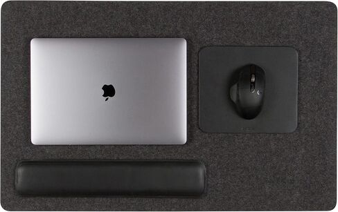 Graf Lantz Mosen Large Merino Wool Felt Desk Pad, Luxury Non-Slip Desk Mat, Blotter for Office and Home, 31W x 19H, Charcoal in Kuwait