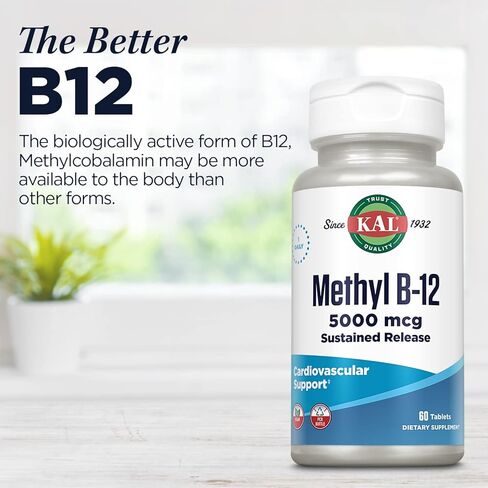 KAL Ultra B12 Methylcobalamin 10,000mcg, High Potency Vitamin B-12 for Healthy Energy, Metabolism, Nerve, Red Blood Cell Support,* Natural Raspberry Flavor, Vegetarian, 30 Micro Tablets, 30 Servings in Saudi Arabia
