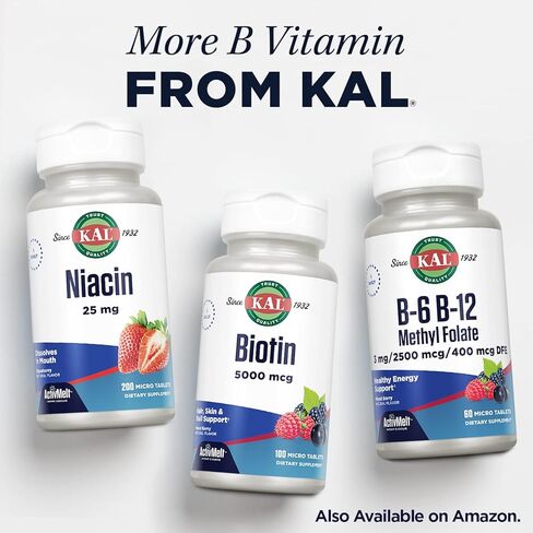 KAL Ultra B12 Methylcobalamin 10,000mcg, High Potency Vitamin B-12 for Healthy Energy, Metabolism, Nerve, Red Blood Cell Support,* Natural Raspberry Flavor, Vegetarian, 30 Micro Tablets, 30 Servings in Saudi Arabia