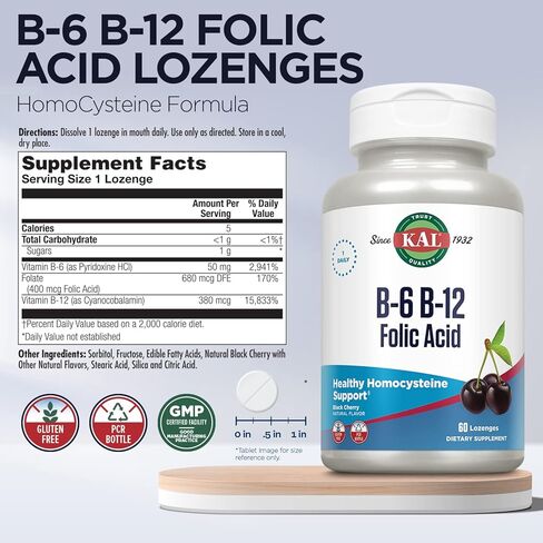 KAL Ultra B12 Methylcobalamin 10,000mcg, High Potency Vitamin B-12 for Healthy Energy, Metabolism, Nerve, Red Blood Cell Support,* Natural Raspberry Flavor, Vegetarian, 30 Micro Tablets, 30 Servings in Kuwait
