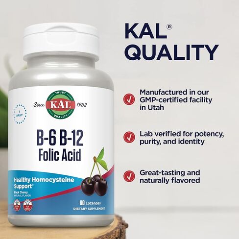 KAL Ultra B12 Methylcobalamin 10,000mcg, High Potency Vitamin B-12 for Healthy Energy, Metabolism, Nerve, Red Blood Cell Support,* Natural Raspberry Flavor, Vegetarian, 30 Micro Tablets, 30 Servings in Kuwait
