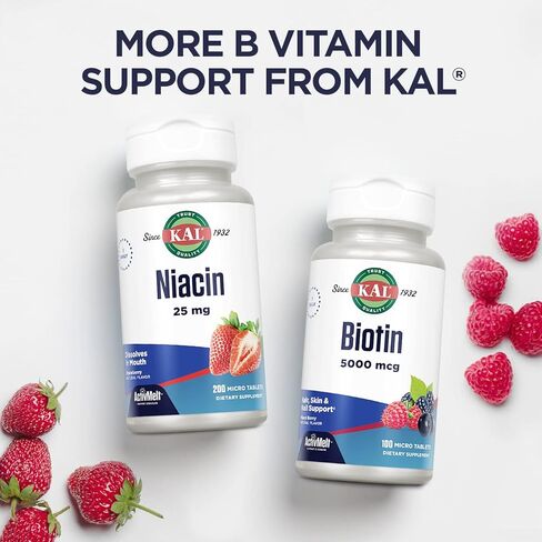 KAL Ultra B12 Methylcobalamin 10,000mcg, High Potency Vitamin B-12 for Healthy Energy, Metabolism, Nerve, Red Blood Cell Support,* Natural Raspberry Flavor, Vegetarian, 30 Micro Tablets, 30 Servings in Kuwait