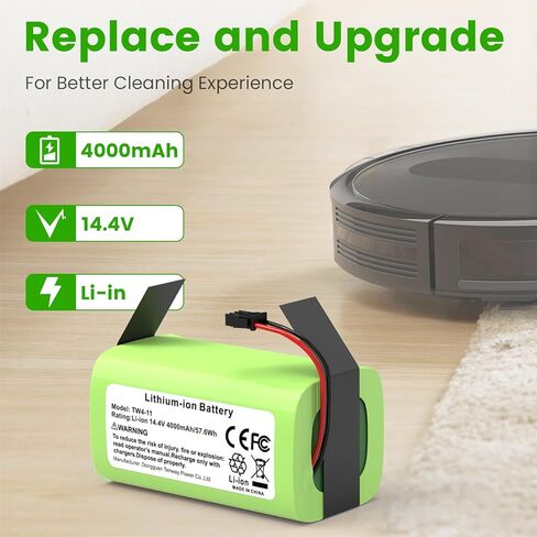 Fancy Buying 14.4V 4000mAh Replacement Battery Compatible with Ecovacs Deebot N79S, 500, N79, DN622 and Eufy RoboVac 11S, 11S MAX, 15C MAX, RoboVac 30, 30C Robot Vacuum Cleaners in Kuwait