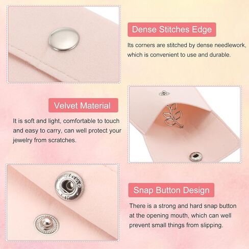 PATIKIL 3x3 Inch Velvet Jewelry Pouch, 8 Pack Velvet Pouches Snap Button Portable Storage Bag for Earrings Bracelets Necklaces Rings Watch, Red in Saudi Arabia