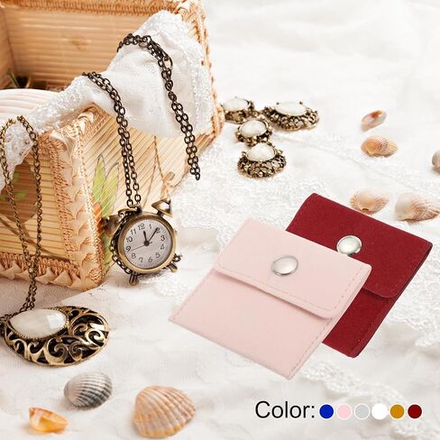PATIKIL 3x3 Inch Velvet Jewelry Pouch, 8 Pack Velvet Pouches Snap Button Portable Storage Bag for Earrings Bracelets Necklaces Rings Watch, Red in Saudi Arabia