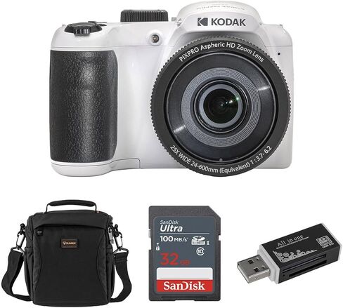 Kodak KODAK PIXPRO AZ255-RD 16MP Digital Camera 25X Optical Zoom 24mm Wide Angle Lens Image Stabilization 1080P Full HD Video 3" LCD Vlogging, with Bag & 32GB SD Card + Reader in Kuwait