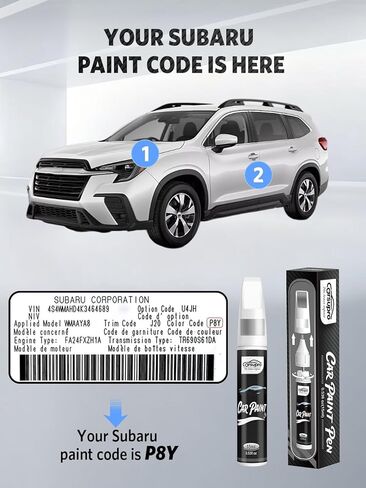 كريستال أبيض لؤلؤي ثلاثي الطبقات (K1X) لقلم طلاء Subaru Touch Up، مزيل خدوش السيارة 2 في 1 مع طرف قلم وفرشاة، تطابق دقيق للألوان لإصلاح خدوش طلاء السيارة، إصلاح الرقائق والشقوق بسرعة وسهولة in Kuwait