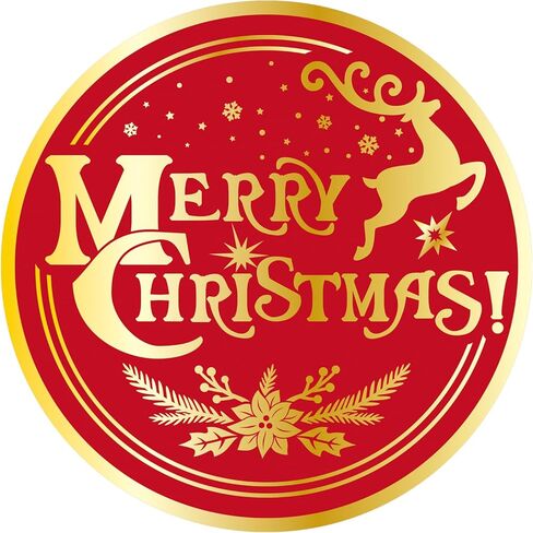 120pcs Christmas Labels Stickers, 2" Large Round Merry Christmas Gold Foil Seals Adhesive Xmas Decorative Stickers Label for Gift Tags Cards Envelopes Boxes (Red Gold) in Saudi Arabia