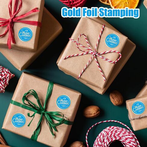 120pcs Christmas Labels Stickers, 2" Large Round Merry Christmas Gold Foil Seals Adhesive Xmas Decorative Stickers Label for Gift Tags Cards Envelopes Boxes (Red Gold) in Kuwait