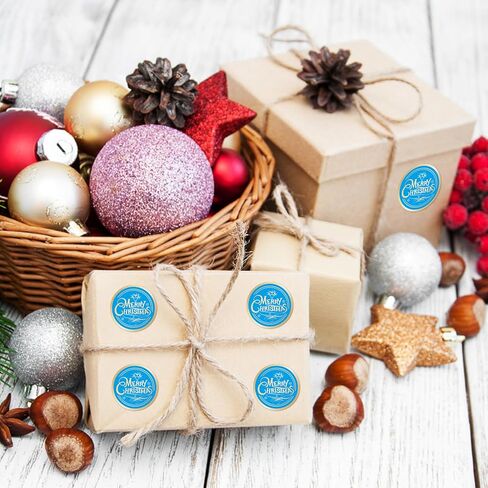 120pcs Christmas Labels Stickers, 2" Large Round Merry Christmas Gold Foil Seals Adhesive Xmas Decorative Stickers Label for Gift Tags Cards Envelopes Boxes (Red Gold) in Kuwait