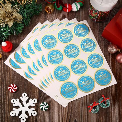 120pcs Christmas Labels Stickers, 2" Large Round Merry Christmas Gold Foil Seals Adhesive Xmas Decorative Stickers Label for Gift Tags Cards Envelopes Boxes (Red Gold) in Kuwait