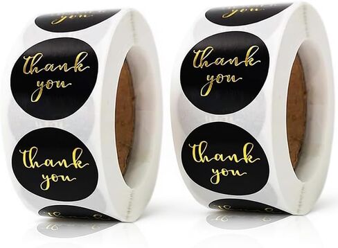 1000Pcs Black and Gold Thank You Stickers 1 Inch,Black Gold Round Envelope Sticker Seals Self-Adhesive Labels for Wedding Favors and Napkins,Envelopes,Gift Bags,Packaging Orders,Small Business in Saudi Arabia
