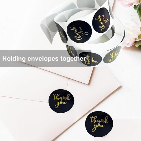 1000Pcs Black and Gold Thank You Stickers 1 Inch,Black Gold Round Envelope Sticker Seals Self-Adhesive Labels for Wedding Favors and Napkins,Envelopes,Gift Bags,Packaging Orders,Small Business in Saudi Arabia