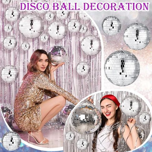 MTLEE 20 Pcs Disco Ball Decoration Ornaments Hanging Mini Mirror Disco Ball with Rope Cake Topper Different Size 70s Disco Themed Party Wedding Christmas Supplies(1.2 Inch) in Saudi Arabia