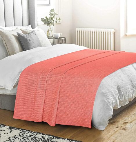 BELIZZI HOME 100 Cotton Bed Blanket, Breathable Bed Blanket Twin Size, Cotton Thermal Blankets Twin, Perfect for Layering Any Bed for All Season, Baby Pink in Saudi Arabia