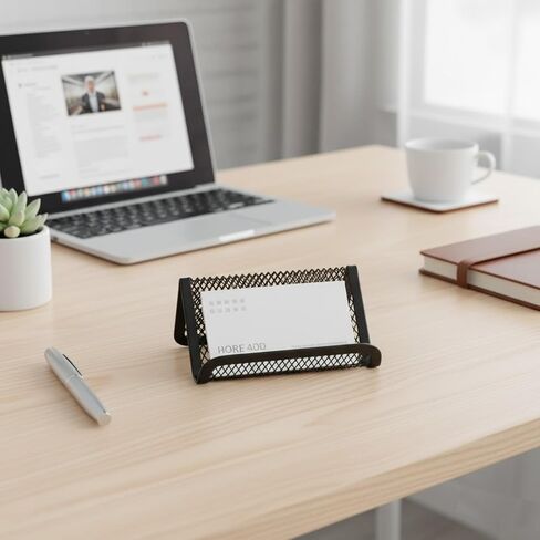 Metal Mesh Business Card Holder for Desk – Professional Business Card Stand, Organizer & Display Rack | Holds 30–50 Cards | Office Desk Accessories & Organizer for Business Cards, (1 Pack) in Saudi Arabia