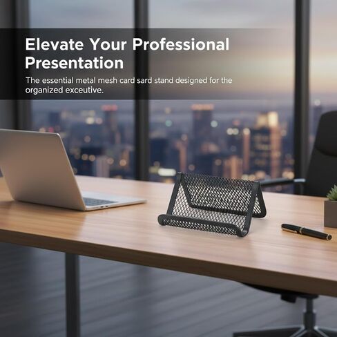 Metal Mesh Business Card Holder for Desk – Professional Business Card Stand, Organizer & Display Rack | Holds 30–50 Cards | Office Desk Accessories & Organizer for Business Cards, (1 Pack) in Saudi Arabia